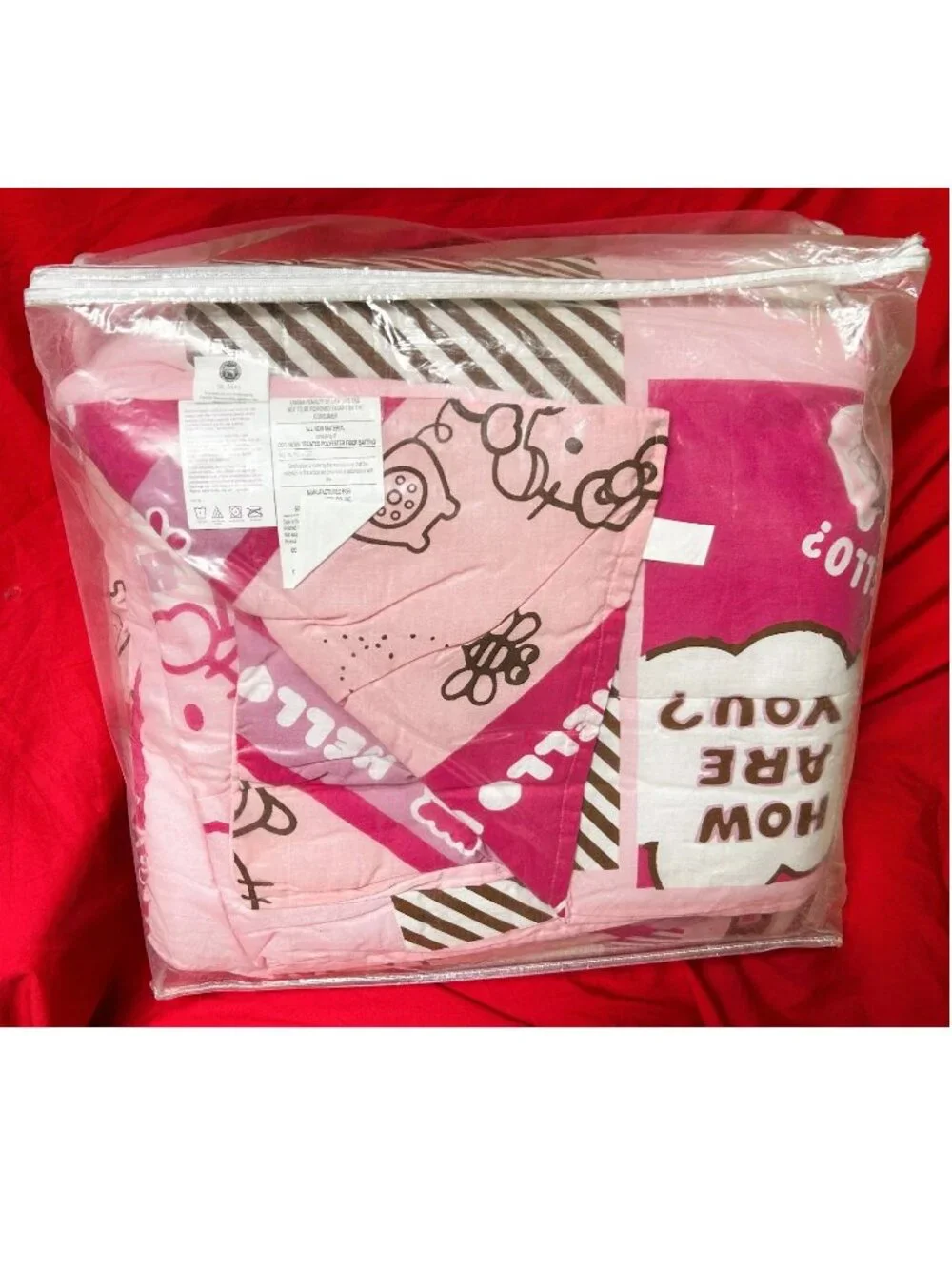 NEW~TWIN sz~vtg Sanrio Hello Kitty cat pink Comforter+Sheet set~4pc Cotton Rich